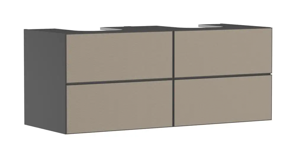 Waschtischunterschrank in Schiefergrau mit vier Schubkästen. Produkt von Hansgrohe, geeignet für Konsolen und Aufsatzwaschtische.